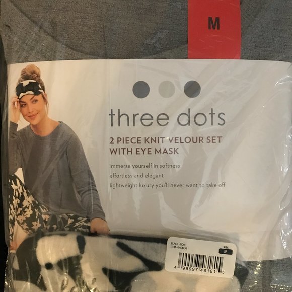 Three dots velour pajama set top jogger eye mask - Picture 2 of 16
